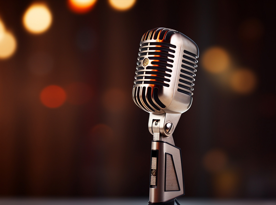 Vintage silver microphone for podcast or recording Wynk Music