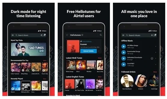 Person using Wynk Music on mobile