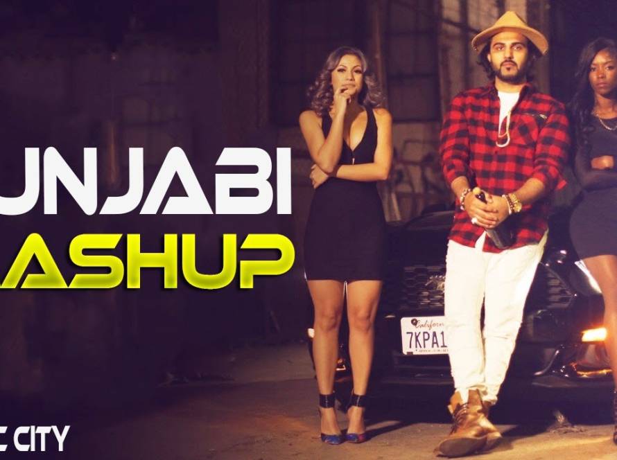 Punjabi music playlist on phone with headphones